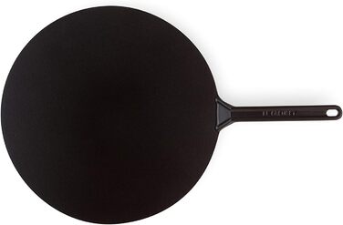 Сковорода для млинців Le Creuset з чавуну, 32 см, з дерев'яною лопаткою, для всіх типів плит (індукція), червона Cerise, чорне матове покриття