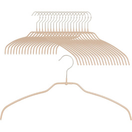 MAWA Clothes Hangers, Set of 20, Space-Saving and Non-Slip, with 360° Swivel Hook, for Blouses, Shirts, and T-Shirts, 36 cm, Latte Macchiato
