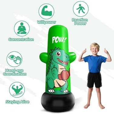 Надувний боксерський мішок JUOIFIP 120 см для дітей. Підходить для MMA, карате, таеквондо, збірка енергії