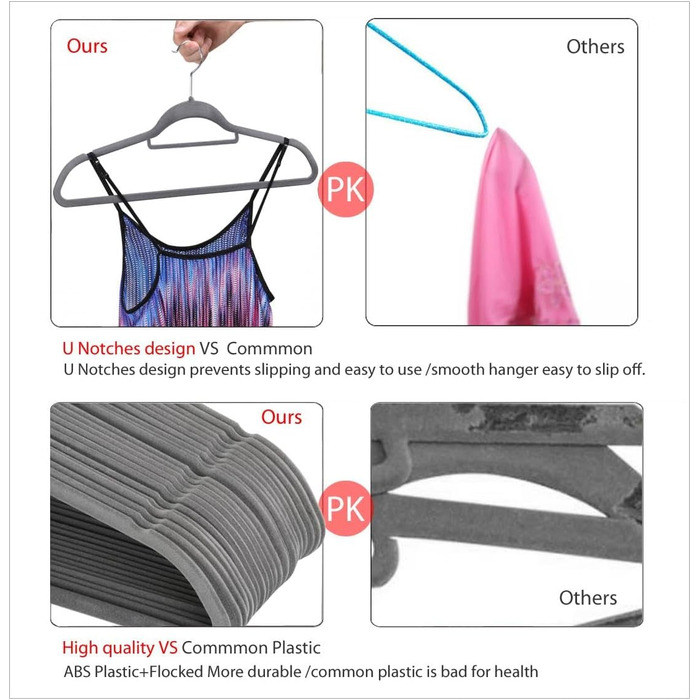 Yaheetech Clothes Hangers 100 Pack Hangers Suit Hangers Velvet Wardrobe Hangers Non-Slip Jacket Hangers Space-Saving with Bar