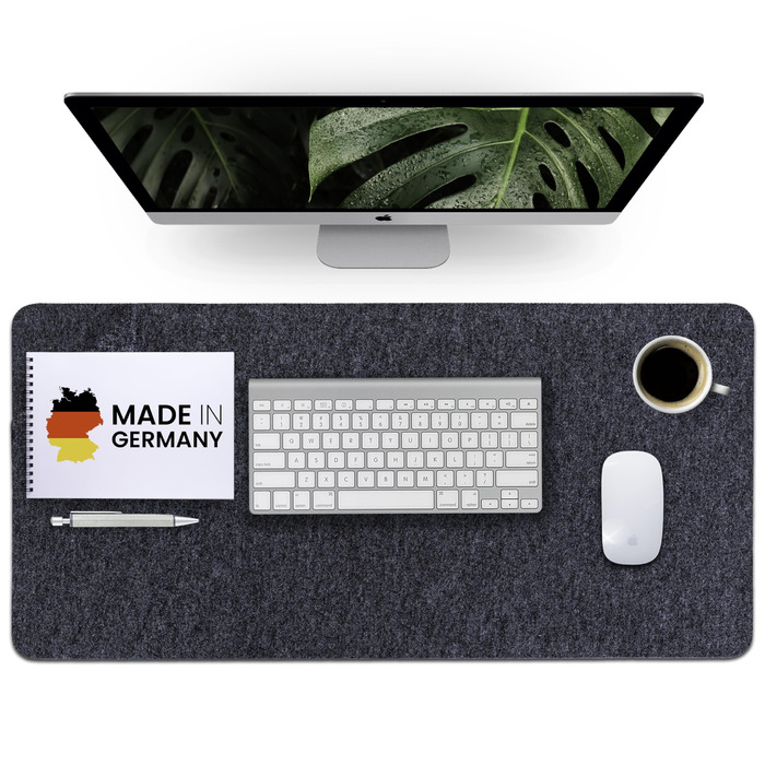 Килимок для столу повстяний 80x40 см Easy and Green® (Німеччина) - мишка, офіс, еко-фетр, сірий