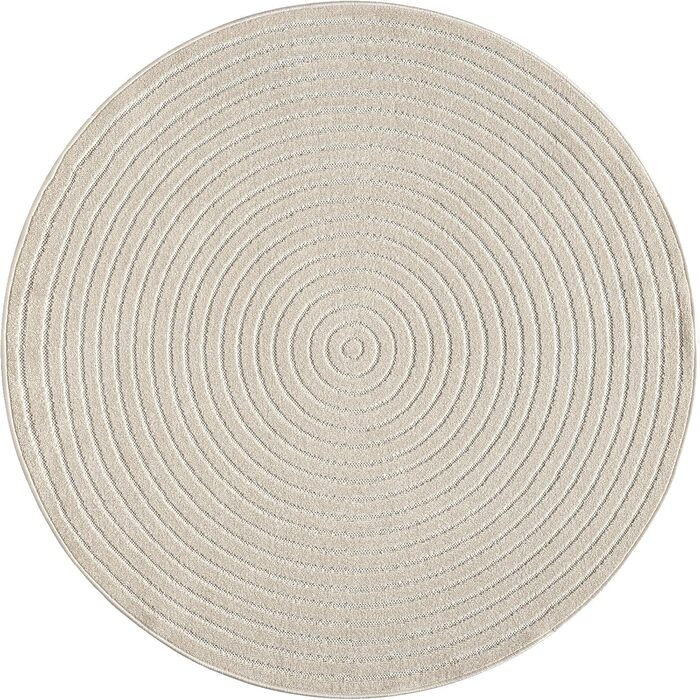 Килим Santo Plus для вітальні та спальні: якісний, легкий у догляді, довговічний, сучасний дизайн, підходить для вулиці, кремовий (діаметр 160 см)