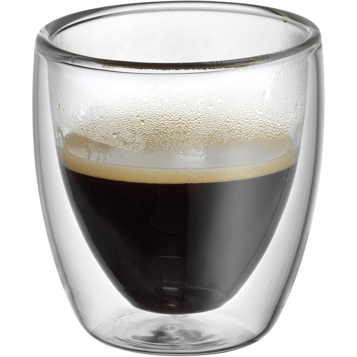 WMF Culture Double-Walled Espresso Cups Glass Set, 6-Piece, Double-Walled Glasses 80ml, Floating Effect, Thermoglass, Heat-Resistant Espresso Glass