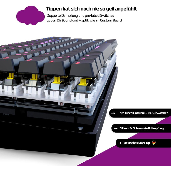 Механічна ігрова клавіатура Nyfter NYFBOARD GEN2 60% Black - Gateron Yellow, Hot-Swappable, RGB, ISO DE Layout