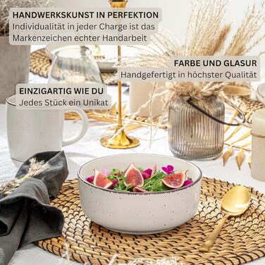 Набір керамічних мисок Sänger Bombay Ivory (4 шт.) - миски для мюслі, 700 мл, фіолетовий, стійкі до подряпин, мікрохвильової печі та посудомийної машини