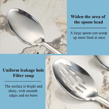 Набір кухонних ложок ReaNea з нержавіючої сталі: мішання, сервірування, приготування їжі. Ідеальний подарунок для дому та ресторану