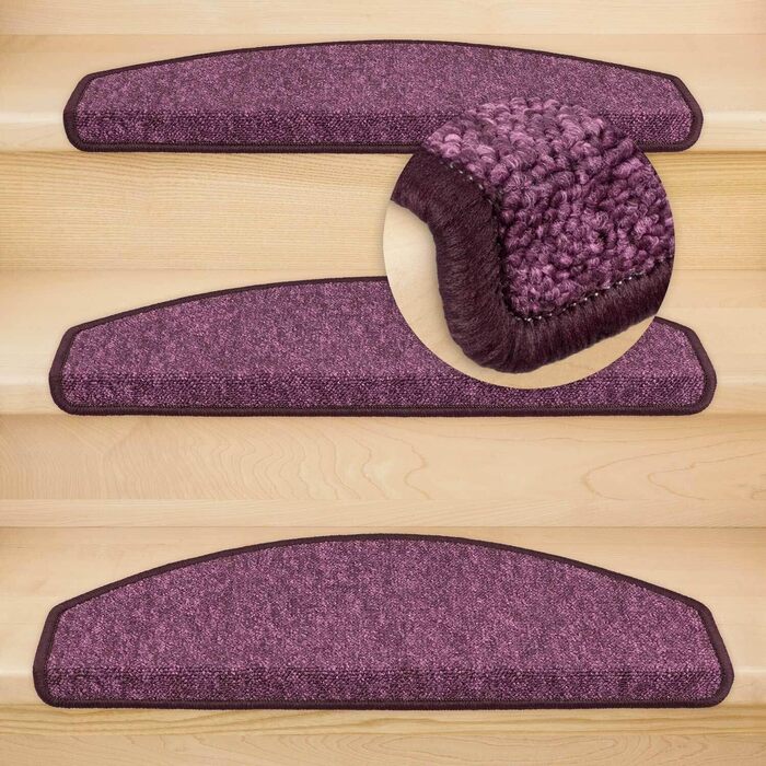 Сходинкові килимки Metzker Imago на сходи - фіолетовий (15 шт.) з антиковзким покриттям та ворсовим підкладом