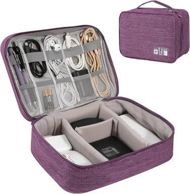 Водонепроникна сумка-органайзер для кабелів та аксесуарів електроніки (фіолетовий)