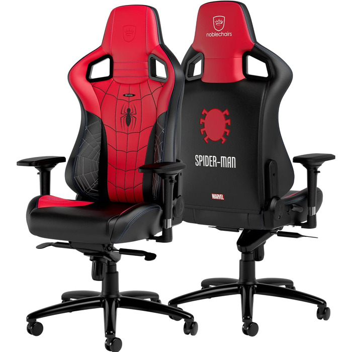Ігрове крісло noblechairs Epic Spider-Man, ергономічне, офісне, з підголівником і поперековою підтримкою, для користувачів до 120 кг та 185 см