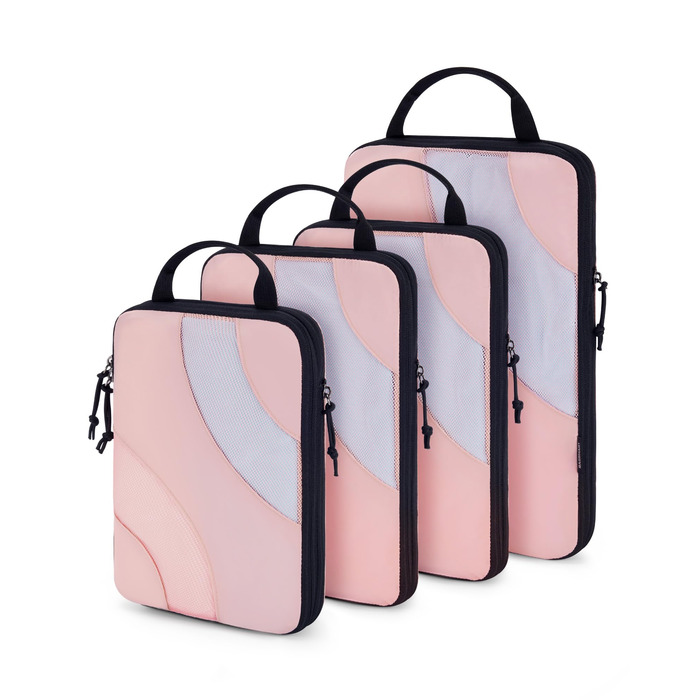 Органайзери для валізи BAGSMART компресійні (4 шт) - чорний/рожевий