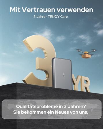 Powerbank MagSafe TRKOY Slim 5000mAh для iPhone: Кабельне та бездротове заряджання, USB-C, Зовнішній акумулятор сірого кольору