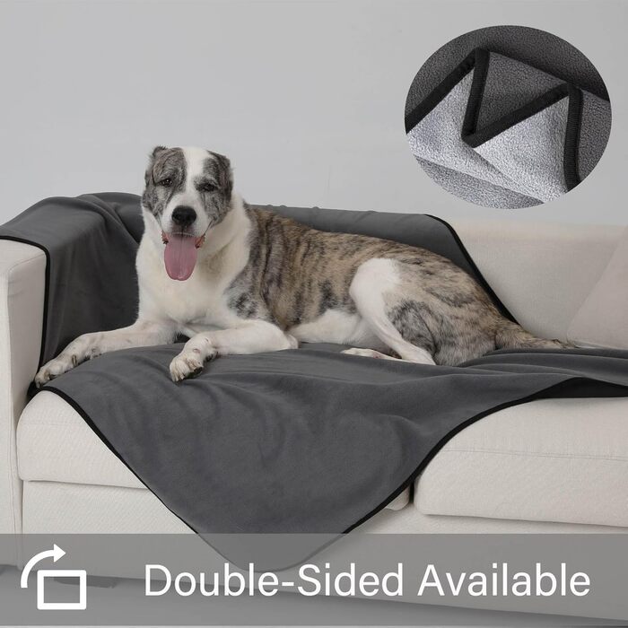 Водонепроникний килимок для собак Happy Hachi 150x127 см, фліс, для софи, машинного прання, автокрісла, меблів (сірий)