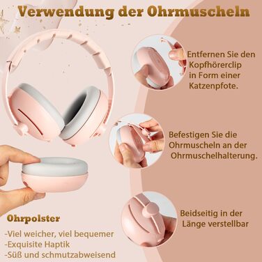 Навушники для захисту від шуму для малюків та дітей до 48 місяців - захист від шуму, регульоване антиковзне обруч, захист від пошкодження слуху, покращує сон (Рожевий)