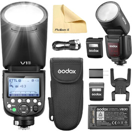 Godox V1Pro - професійний спалах для камер Fujifilm з бездротовим керуванням 2.4G, Li-ion батарея, HSS 1/8000s, 76Ws