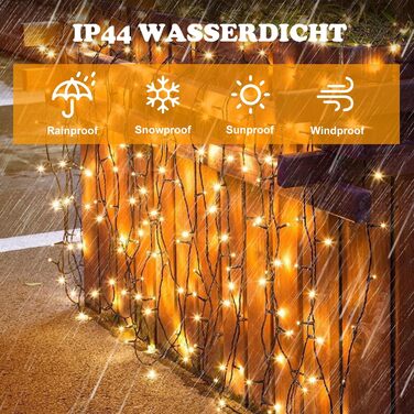 Льодогенератор JSdoin 100/200/300/400/600 LED, вологостійка гірлянда для декору саду, дому, вечірки, ялинки, з таймером, 8 режимів, тепле біле світло, 100 LED