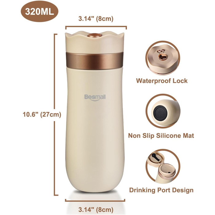 Френч-прес для кави: портативна кавоварка з тришаровим фільтром, чашка-термос з нержавіючої сталі, для приготування кави, чаю та води