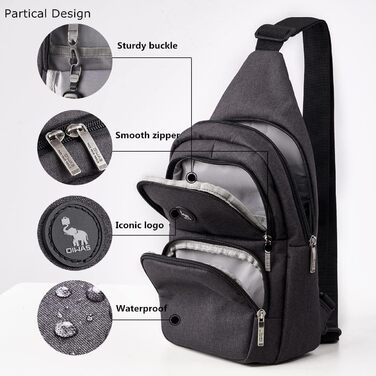 Чоловіча нагрудна сумка OIWAS, чорна, для туризму та повсякденного використання