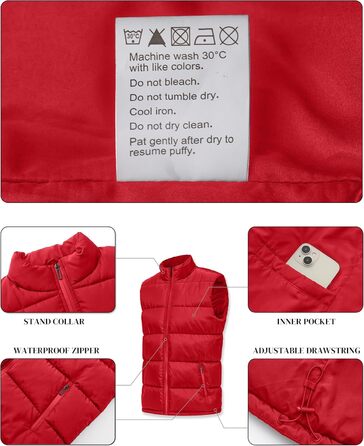 Чоловіча пухова жилетка, водовідштовхувальна, без рукавів, зі стійким коміром, на блискавці, для зими, теплий верхній одяг (XXL, Червоний/Подорож, однотонна (Getaway Solids))
