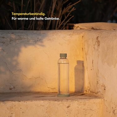 KIVY Glass Bottle 1 Liter with Silicone Protection [Extremely Break-Resistant] Soda Bottle Glass 1l - Water Bottle Glass 1l - Glass Drinking Bottle - Glass Drinking Bottle 1l - Drinking Bottle made of Glass (Olive)