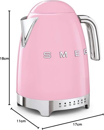 Smeg KLF04PKEU Kettle, 2400W, Metal, 1.7 liters, Pastel Pink Rose