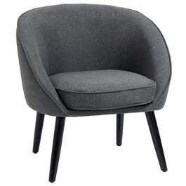 HOMCOM Lounge Chair Cocktail Chair Upholstered Chair Office Chair Living Room Chair Dining Room Modern with Linen-Look Wood Grey 71 x 65 x 75 cm | Aosom
