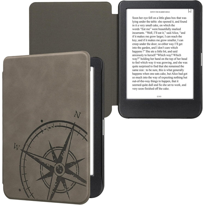 Чохол kwmobile для Kobo Clara BW/Clara Colour/Tolino Shine (5) / Shine Color - чохол з екошкіри, дизайн Kompass Vintage Grey