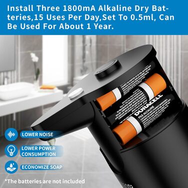 Автоматичний дозатор мила, електричний, чорний, для кухні та ванної кімнати