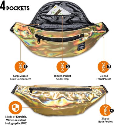 Поясна сумка Vibe Bauchtasche - поясна/стегнова сумка для жінок, чоловіків та дітей, універсальний розмір, золота
