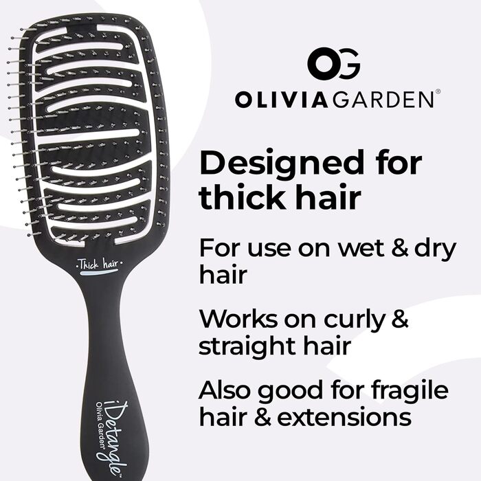 Щітка для волосся Olivia Garden iDetangle для густого волосся, Paddle, Memory Flex, для щоденного розчісування