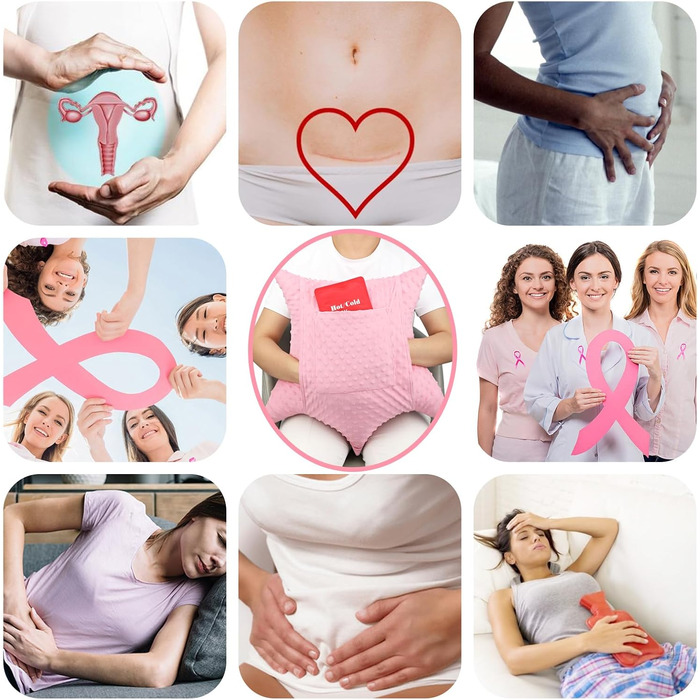 BNR Star-Shaped Hysterectomy Pillow for Abdominal Surgery with 2 Pockets, Hysterectomy Pillow, a Must-Have for Recovery, Post-Surgery Gift, Abdominal/Tummy Pillow, Minky Dot Coral