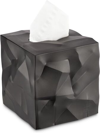 Essey Cosmetic Tissue Box Wipy Cube I, square tissue box dispenser, design tissue box, black, 13x13x13 cm