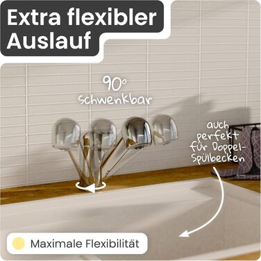 Кухонний змішувач Instmaier Elena з виливним гусаком та душовою насадкою | Хром | З витяжною системою | Змішувач для кухні з 2 режимами струменя | Однорідний змішувач з поворотним виливом (низький тиск)