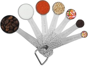 Measuring cup and spoon set, 18/8 stainless steel, measuring cups and spoons for baking and kitchen use, metric and US metal measuring cups and spoons for dry and liquid ingredients