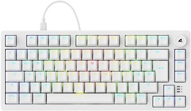 Sharkoon Skiller SGK25 RGB - ігрова клавіатура, 75% layout, Hot Swap, Red Switches, біла