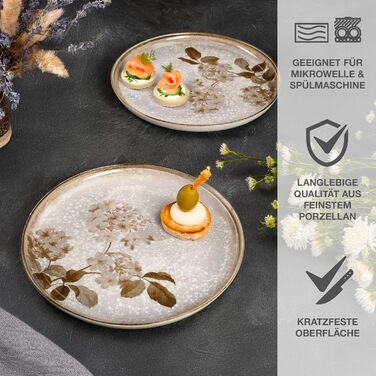 Набір посуду Moritz & Moritz BLOSSOM для 6 осіб (24 предмети) - Сучасний сервіз з ігровим дизайном, легкий у догляді, включає тарілки, миски та чашки. Сервіз з великими тарілками (2 шт.)