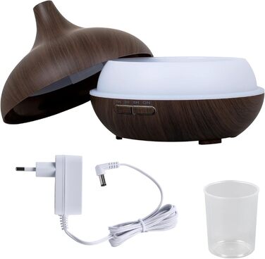 Ароматичний дифузор 300 мл - ультразвуковий зволожувач повітря з LED-підсвіткою 14 кольорів та таймером, для ароматерапії, з ефірними оліями (темно-кольоровий)