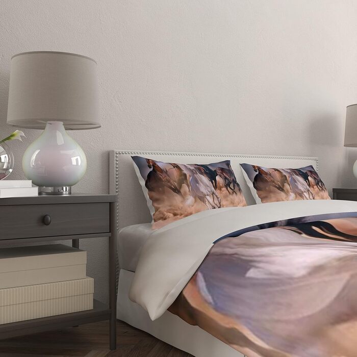 Комплект постільної білизни JEFFEL Horse 135x200 см, дитяча постільна білизна, кінський мотив 3D мотив тварини, мікрофібра, дуже м'яка, дитячий комплект постільної білизни з підковдрою та наволочкою (220x240cm, Horse-2) 220x240cm Horse-2