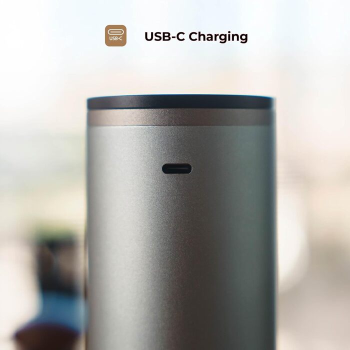 MiiCoffee PT2 портативна електрична кавомолка, USB-C, конічні жорна, алюмінієвий корпус, з щіткою для чищення