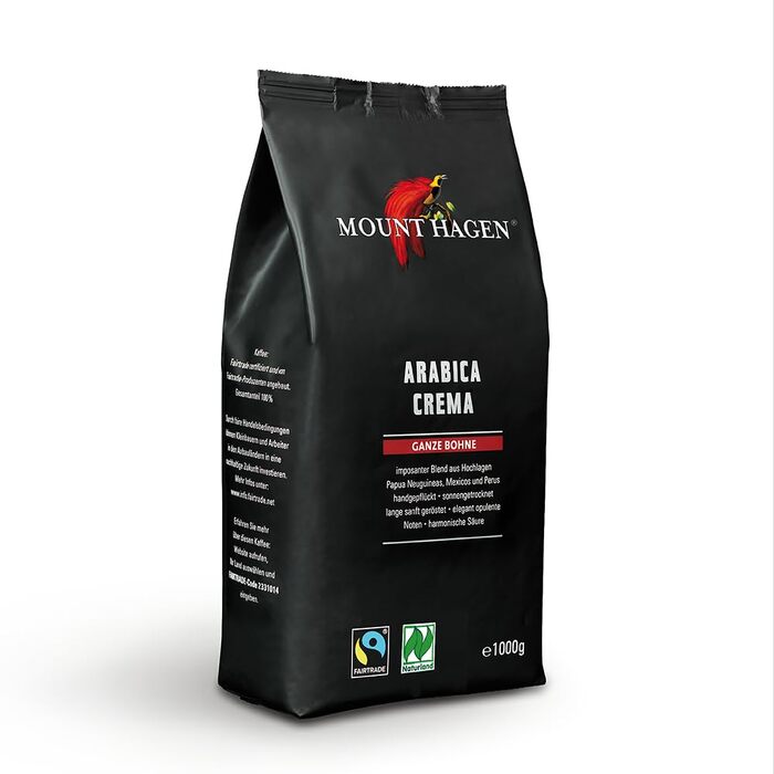 Органічна кава в зернах Mount Hagen Bio FT Naturland Arabica Crema, 1 кг