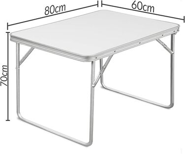 Складаний столик Casaria® для кемпінгу та саду: 80 x 60 см, алюміній, легкий, стабільний