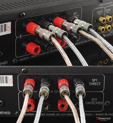 Бананові роз'єми Nakamichi Ultimate Series 24K позолочені берилієво-мідні конектори для акустичних кабелів 12-18 AWG, 4 мм, для HiFi колонок та підсилювачів, 10 шт (5 пар)