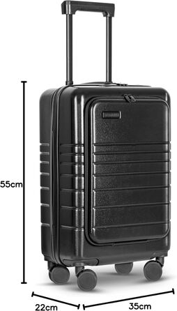 Валіза ETERNITIVE з ABS пластику, Rollkoffer, Reisetrolley, легка з подвійними колесами 360°, валізна коробка з TSA-замком, ручна поклажа (S), чорна