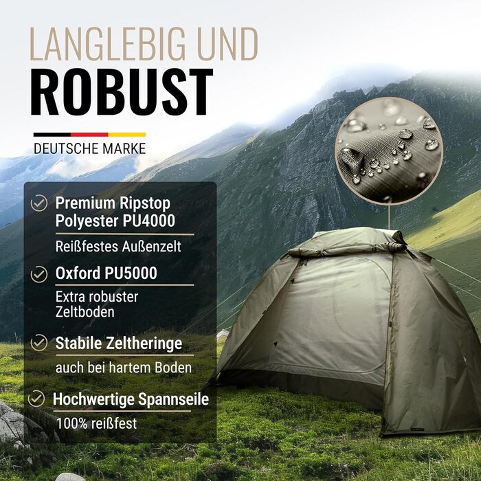 Намет Wanderfalke CAMP 2 для 2-4 осіб, водонепроникний 4000мм, двошаровий, легкий, сімейний намет для кемпінгу, риболовлі та подорожей