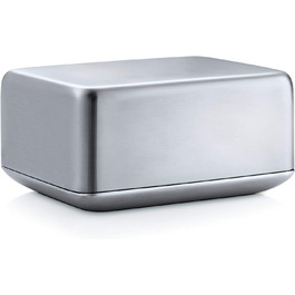 blomus - BASIC Butterdish - Stainless steel matte, size M: Elegant storage for fresh butter ((H 6 cm, W 12 cm, L 10 cm, 63638)