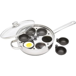 Каструля для приготування яєць-пашот KitchenCraft, антипригарна, з нержавіючої сталі, для 6 яєць, індукційна, 26 см, срібляста