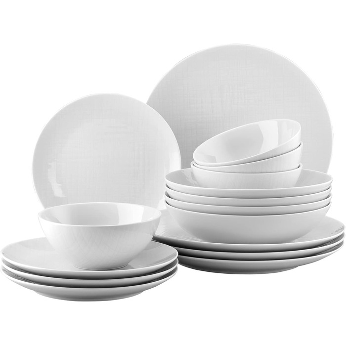 Набір посуду Rosenthal Mesh 16 предметів: 4 тарілки (глибокі 21 см, плоскі 21/27 см), миски для каші 14 см, білий