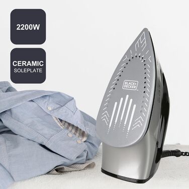 Праска Black+Decker BXSS2401E, 2400 Вт, відпарювач, 1,5 л, регулювання температури, ECO-режим, готова за 1 хв
