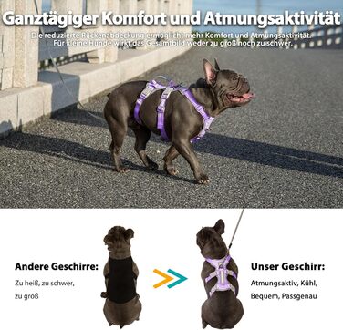 Шлейка для собак Huntboo, безпечна та надійна, з відбиваючими елементами та м'якою ручкою, регульована жилетка для маленьких собак, для прогулянок та тренувань (S, Лавандово-фіолетовий, упаковка з 1)