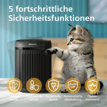 Керамічний тепловентилятор-обігрівач Philips Smart 5000 серії, 2000 Вт, чорний