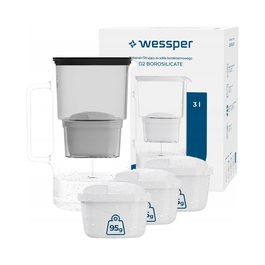 Скляний фільтр-віддільник для води Wessper D2 BOROSILICATE 3л, чорний + 4 фільтри